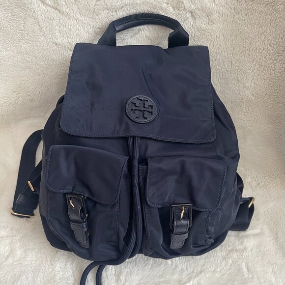 Tory Burch Tilda Medium Navy Blue Nylon Backpack - Picture 2 of 16